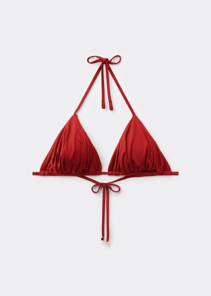 Triangel-Bikinioberteil mit herausnehmbaren Polstern aus glänzendem Satin