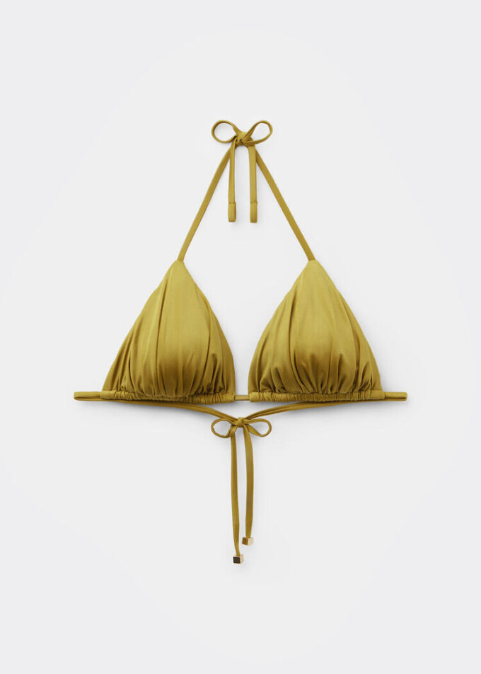 Triangel-Bikinioberteil mit herausnehmbaren Polstern aus glänzendem Satin