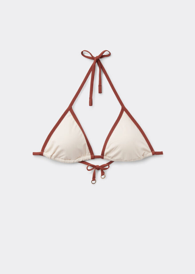 Triangel-Bikinioberteil mit zweifarbiger Paspel